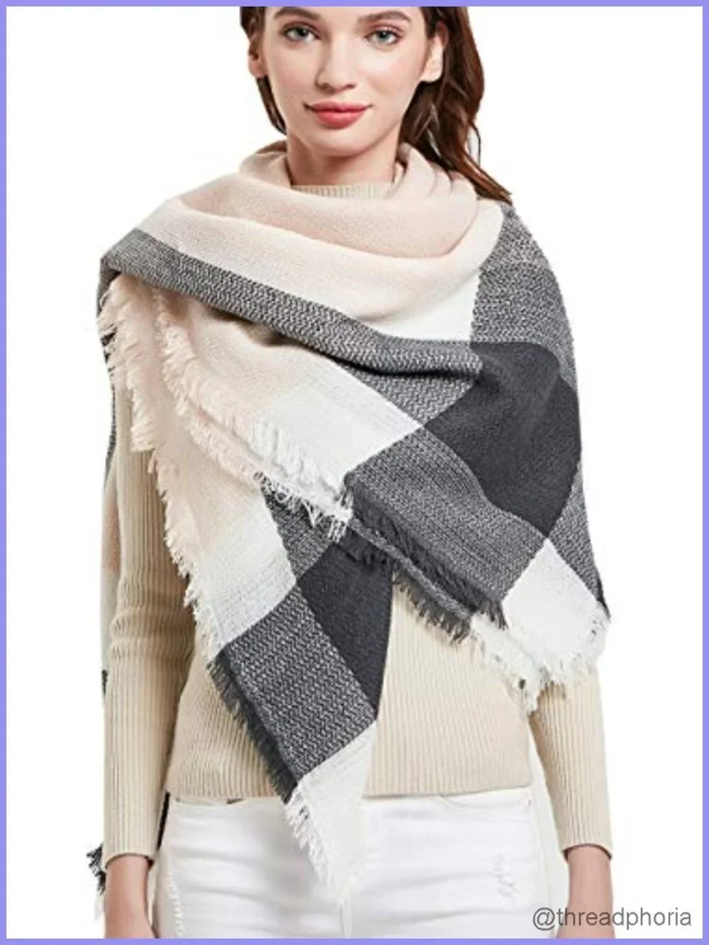 Wool Knit Square Scarf Shawl Wrap 55x55 Women Winter